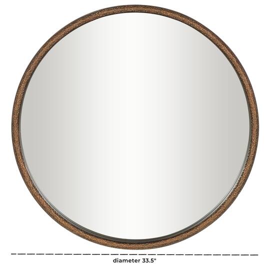 34" Copper Resin Weathered Spotted Wall Mirror with Hammered Texture